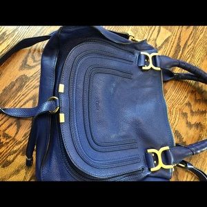 CHLOE Calfskin Medium Marcie Satchel in Royal Navy